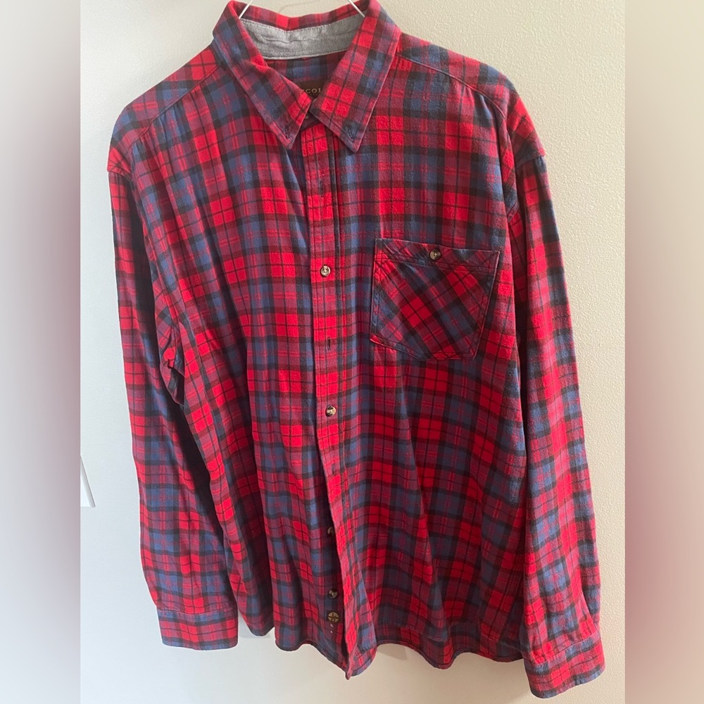 Classic Red and Blue Plaid Men's Shirt XLT Lincoln Outfitters Long Sleeve